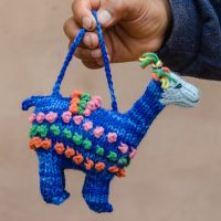 LLA-051 Bright blue knitted Llama