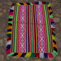 W-182 Colorful Weaving with fringes all around / Child's Poncho