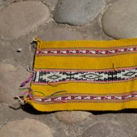 W-169 Small, thin weaving in mustard yellow with geometric patterns
